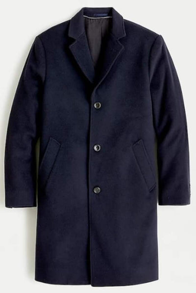 Men's Three Button Wool-Cashmere Navy Topcoat