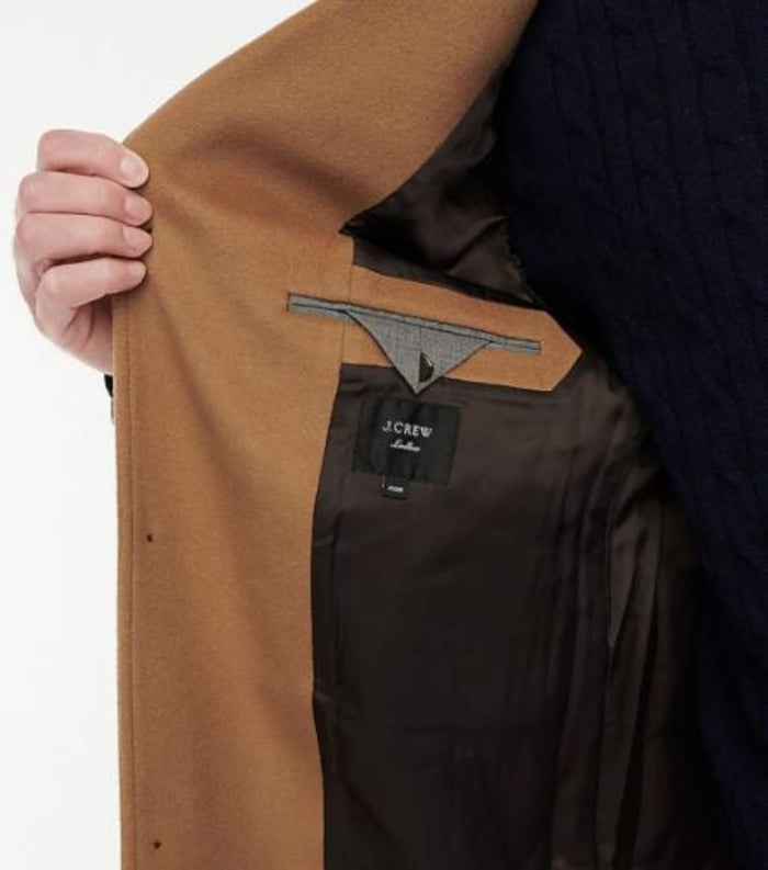 Men's Three Button Wool-Cashmere Toffee Topcoat