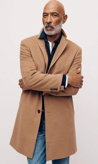 Men's Three Button Wool-Cashmere Toffee Topcoat