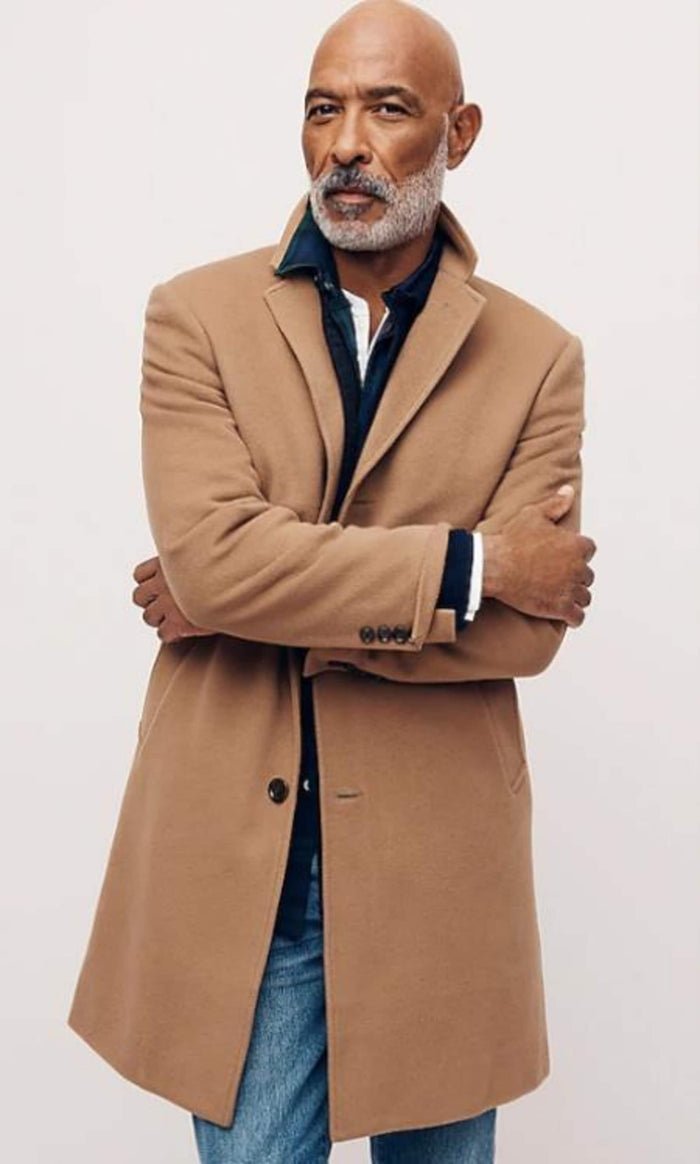 Men's Three Button Wool-Cashmere Toffee Topcoat