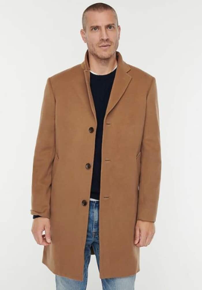 Men's Three Button Wool-Cashmere Toffee Topcoat