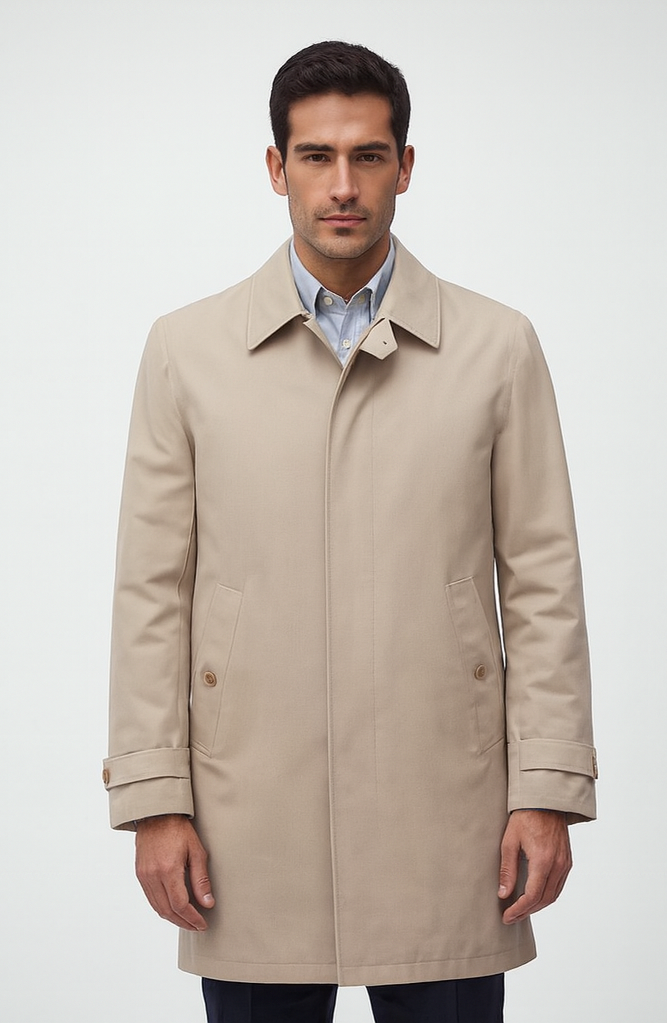 Men's Three Quarter Trench Coat Beige 38 Regular Black