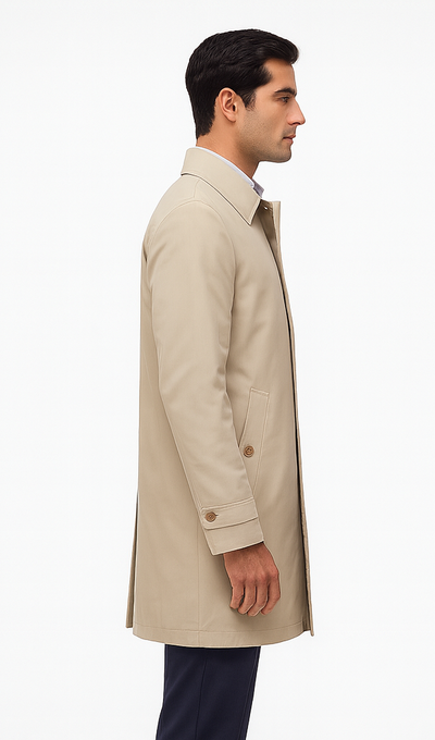 Men's Three Quarter Trench Coat Beige