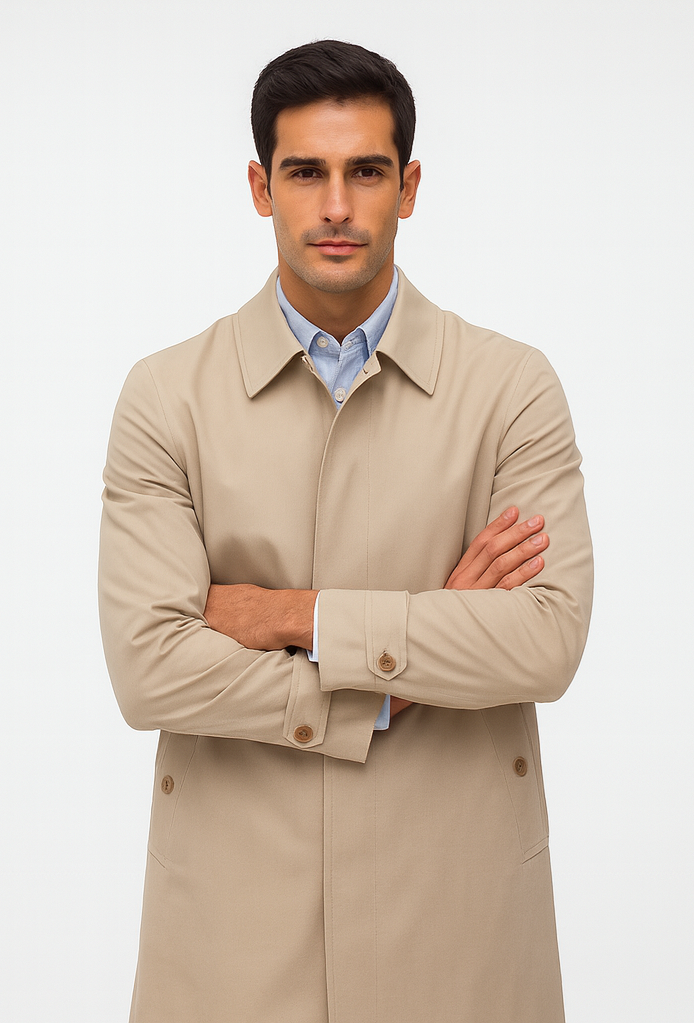 Men's Three Quarter Trench Coat Beige