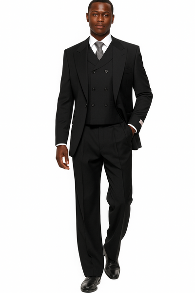 Tiglio Rosso Black Wool Three-Piece Suit