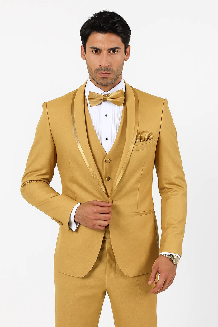 Champagne Satin Shawl Collar Tuxedo for Men