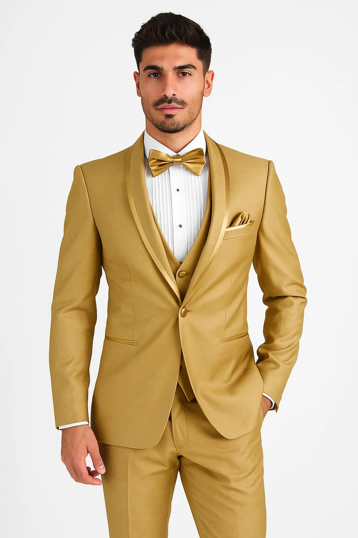 Champagne Satin Shawl Collar Tuxedo for Men