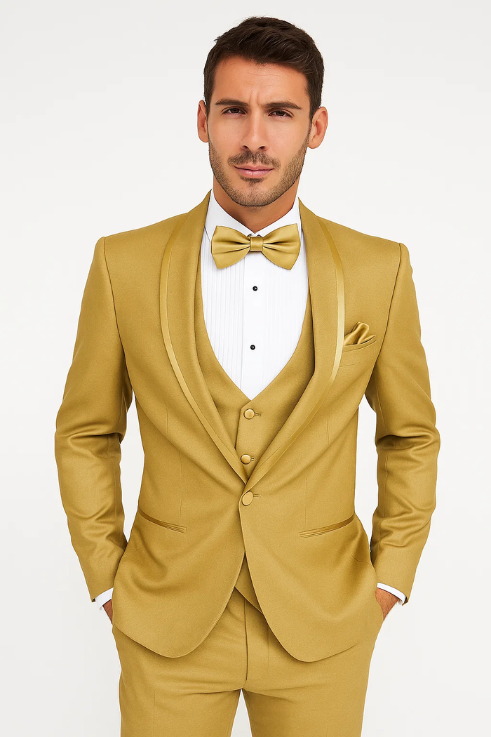Champagne Satin Shawl Collar Tuxedo for Men