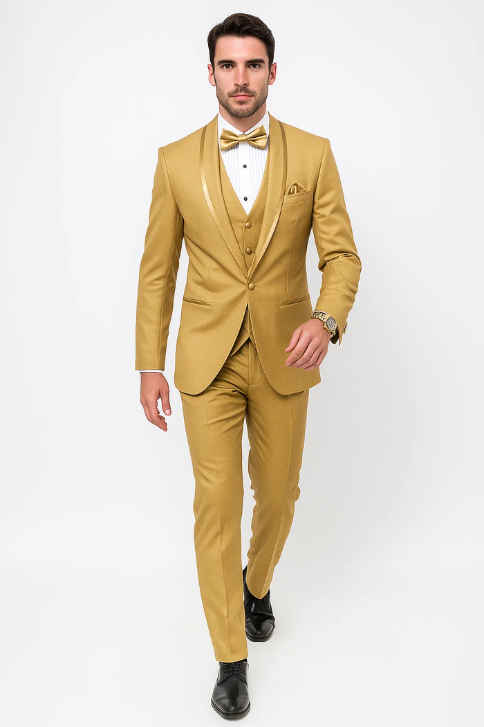 Champagne Satin Shawl Collar Tuxedo for Men