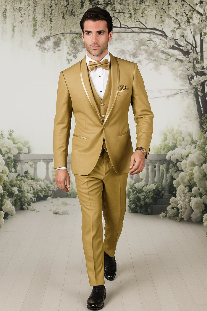 Champagne Satin Shawl Collar Tuxedo for Men