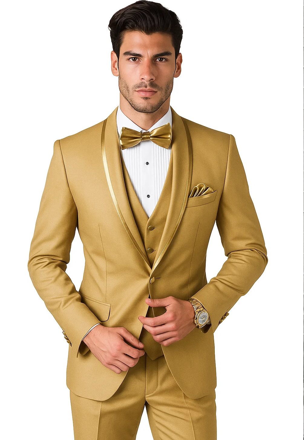 Champagne Satin Shawl Collar Tuxedo for Men