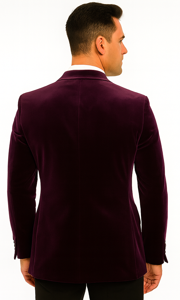 Men's Two-Button Pure Cotton Velvet Purple Sport Coat velour Men's blazer Jacket