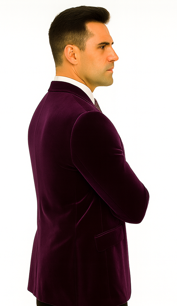 Men's Two-Button Pure Cotton Velvet Purple Sport Coat velour Men's blazer Jacket
