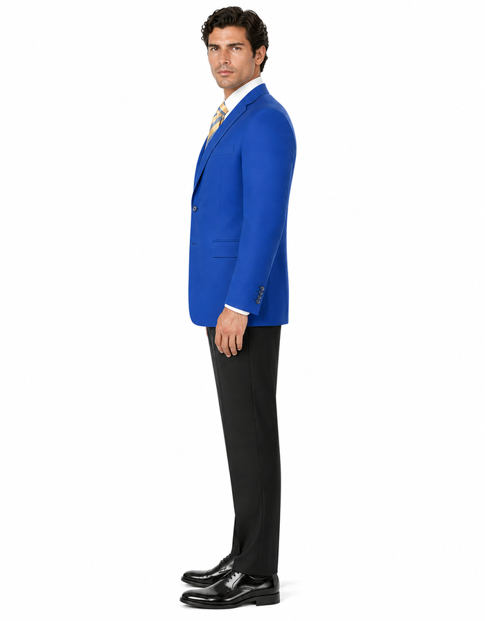 Men's Two Button Royal Blue Men's Wholesale Blazer Sport Coat Jacket With Gold Buttons Royal Blue