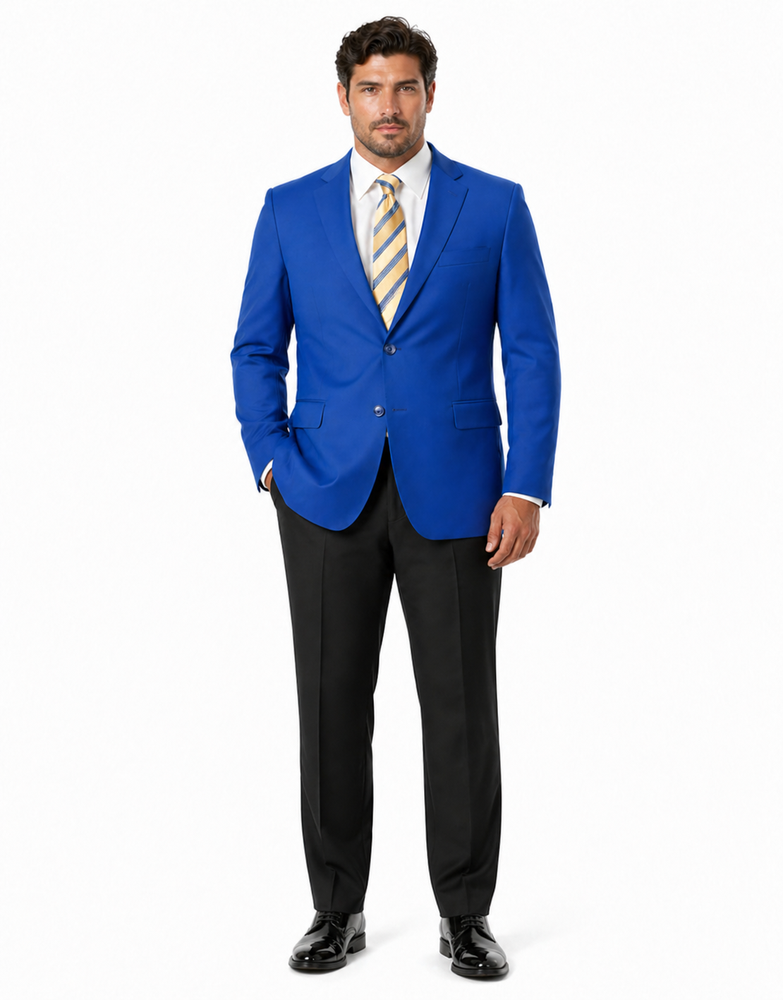 Men's Two Button Royal Blue Men's Wholesale Blazer Sport Coat Jacket With Gold Buttons Royal Blue