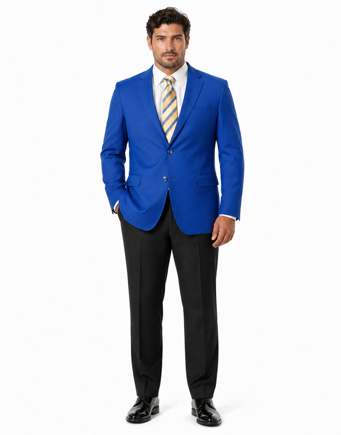 Men's Two Button Royal Blue Men's Wholesale Blazer Sport Coat Jacket With Gold Buttons Royal Blue