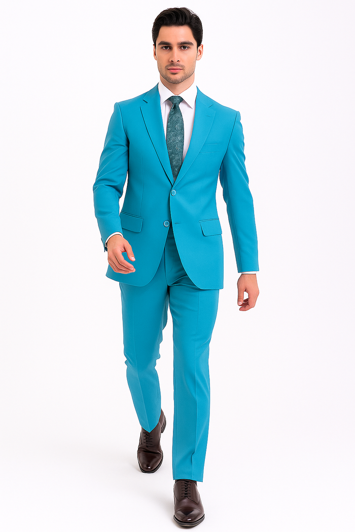 Men's Two Button turquoise Blue Color Affordable Cheap Priced Men's Dress Suit For Sale - RET208-19