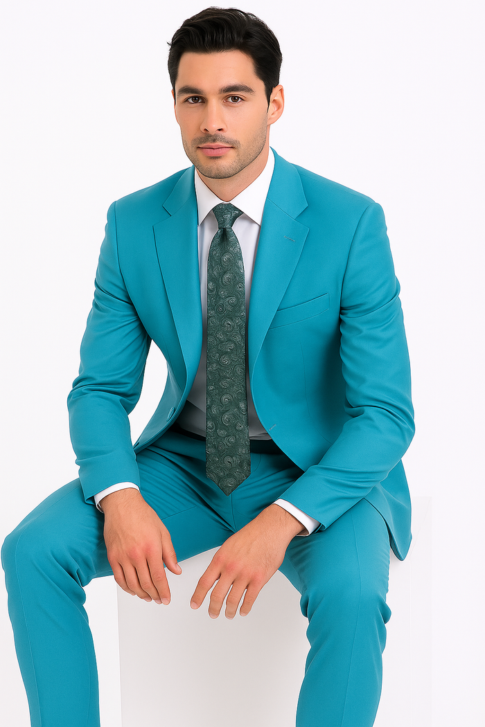 Men's Two Button turquoise Blue Color Affordable Cheap Priced Men's Dress Suit For Sale - RET208-19