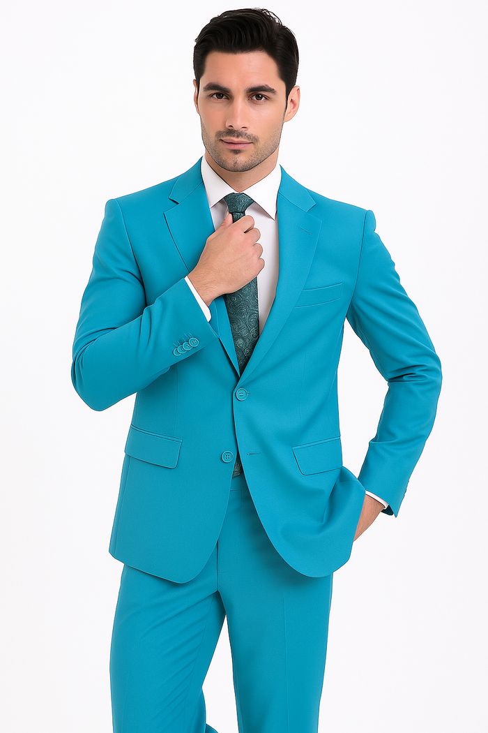 Men's Two Button turquoise Blue Color Affordable Cheap Priced Men's Dress Suit For Sale - RET208-19