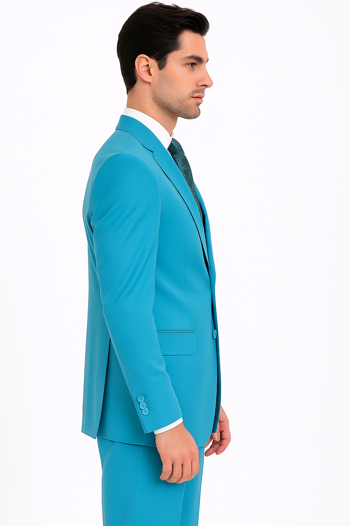 Men's Two Button turquoise Blue Color Affordable Cheap Priced Men's Dress Suit For Sale - RET208-19