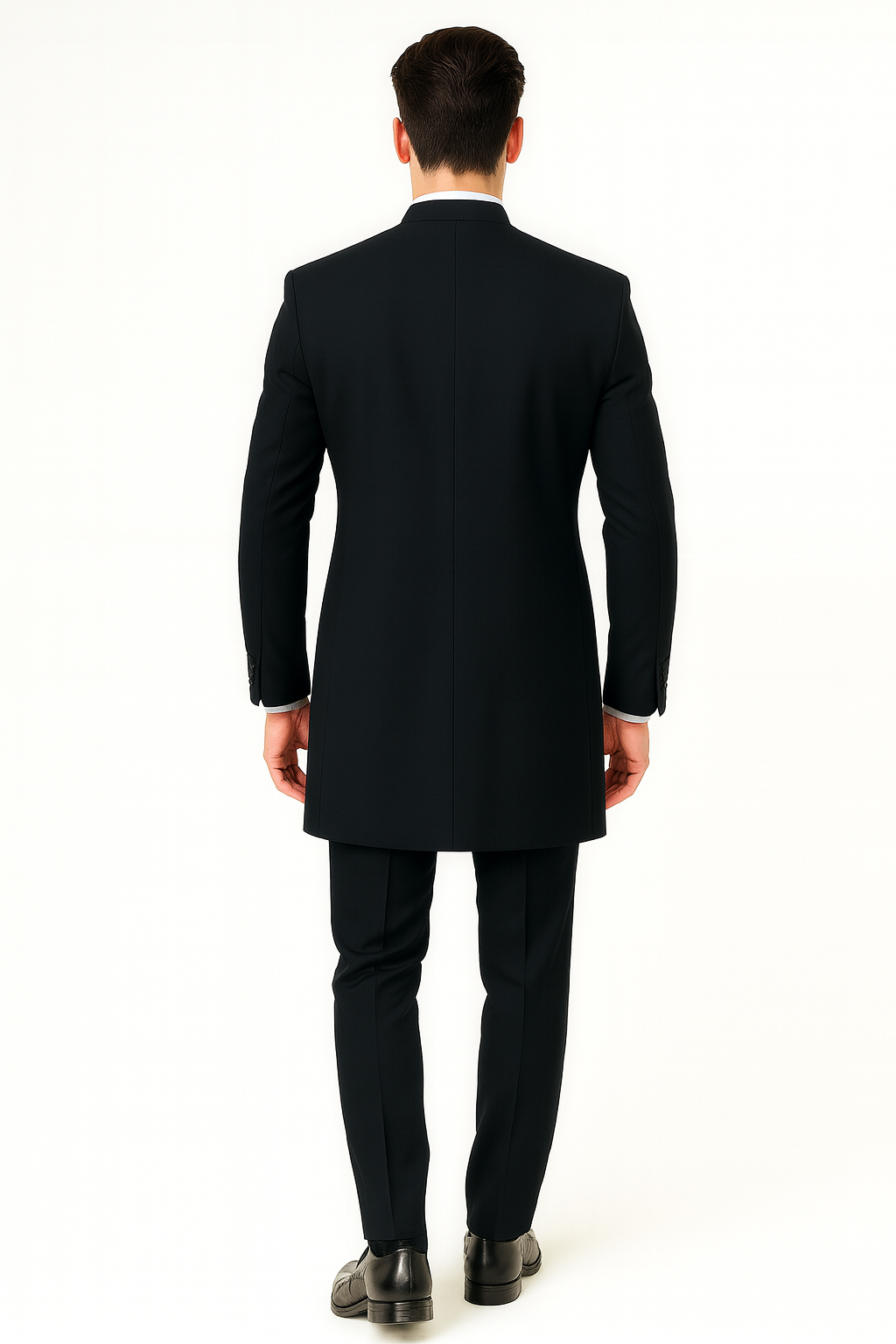 Men's Two Piece Mandarin Collar Black 6 Button Long Jacket - Men's Preaching Jacket
