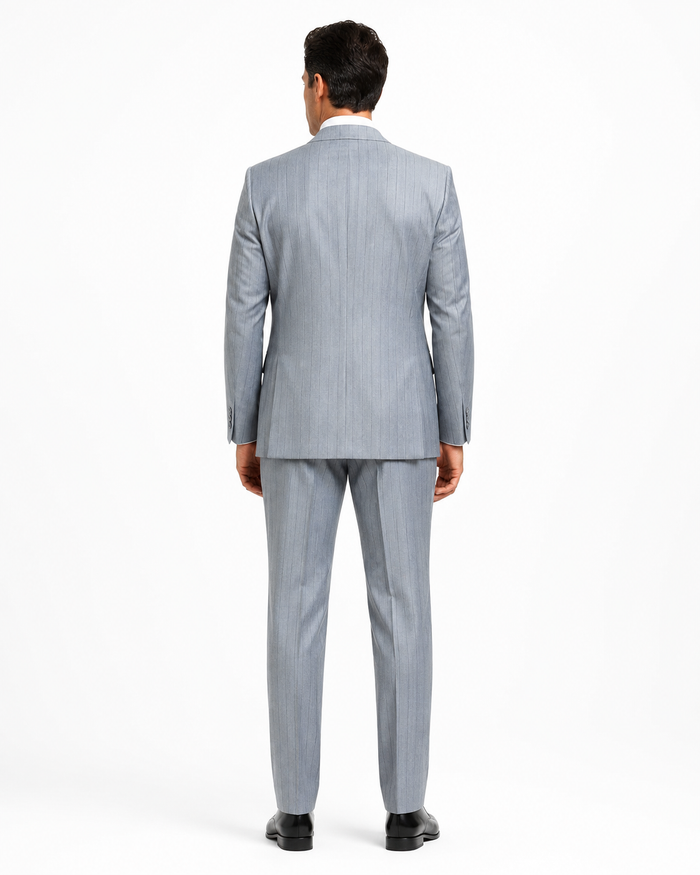 Grey Pinstripe Gatsby Vested Suit - Regular Fit