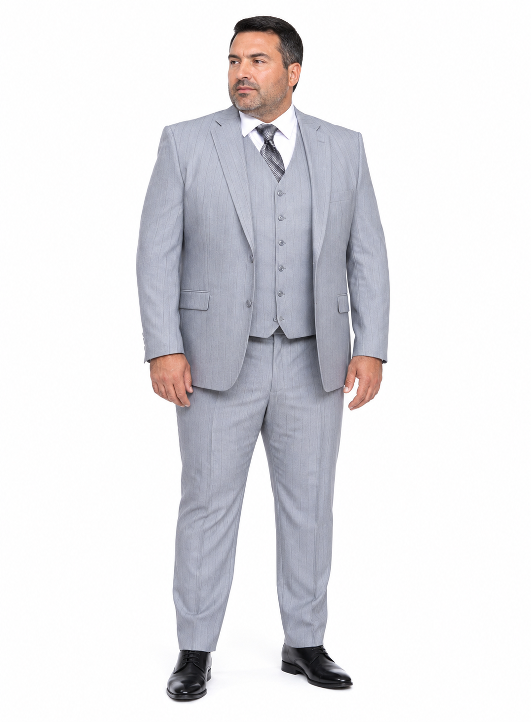 Grey Pinstripe Gatsby Vested Suit - Regular Fit