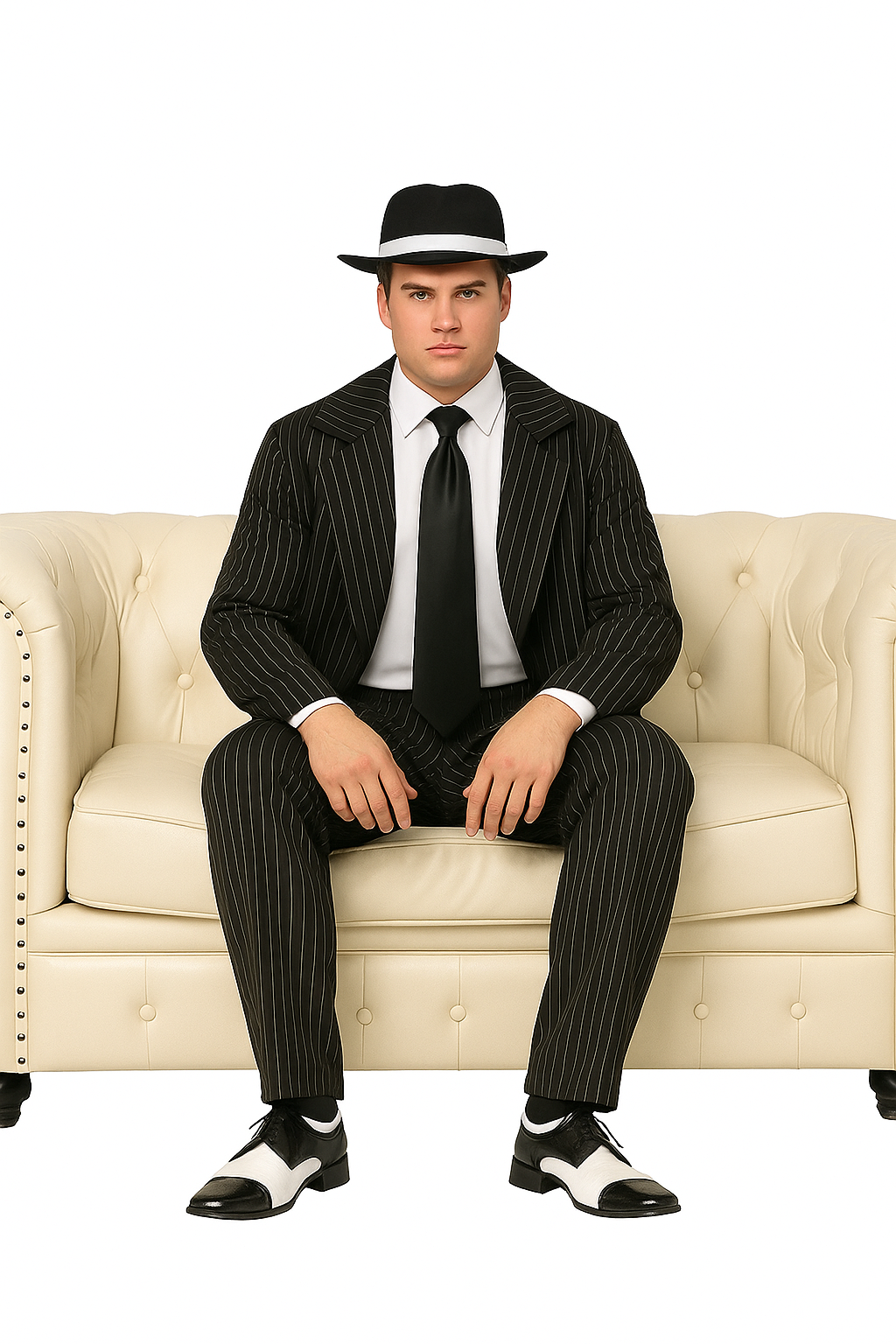 Zoot Suit Costume Black and White - 1940s Inspired Pinstripe