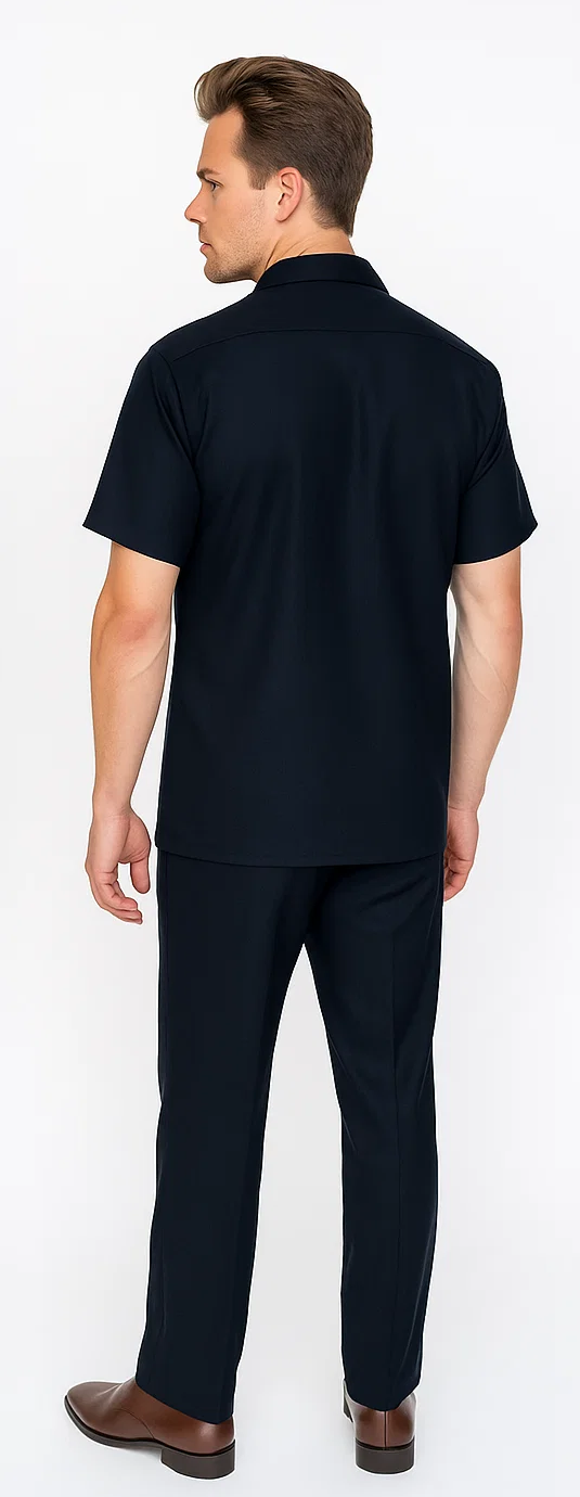 Mens Black Walking Suit Set with Matching Shirt & Pants