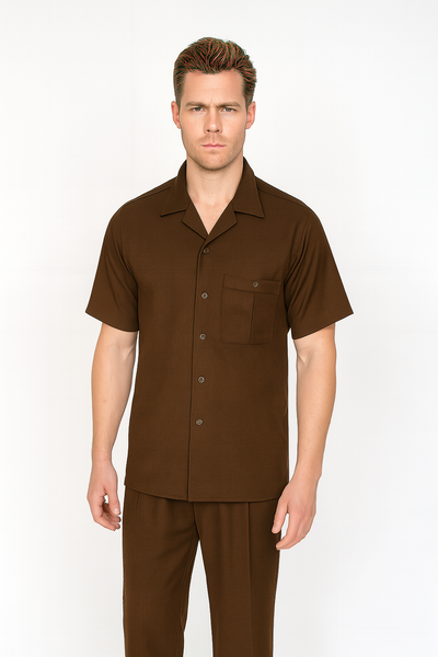 Men's Brown Walking Suit Set by Zacchi