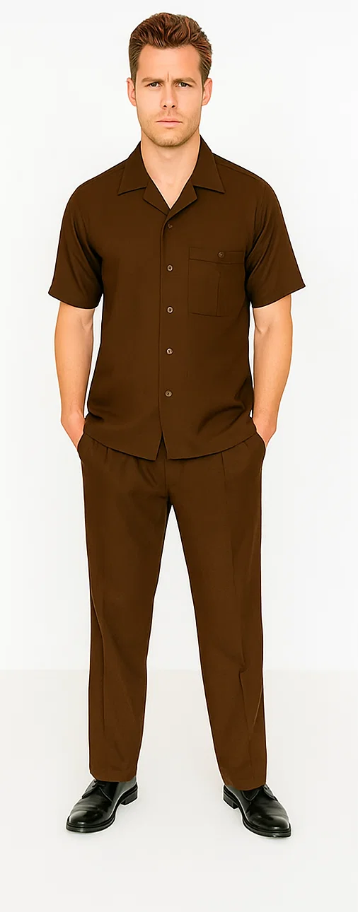 Men's Brown Walking Suit Set by Zacchi
