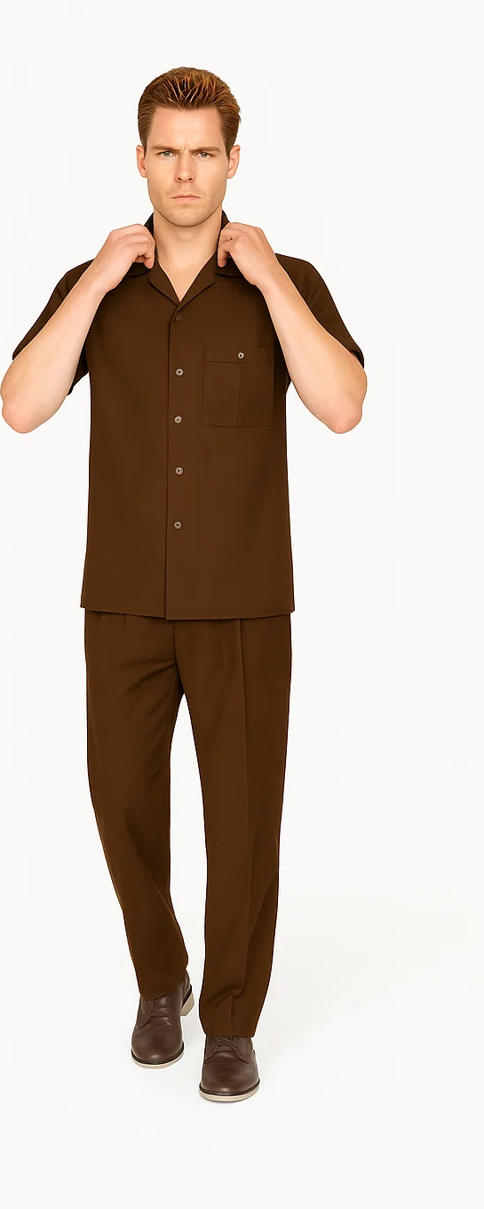 Men's Brown Walking Suit Set by Zacchi
