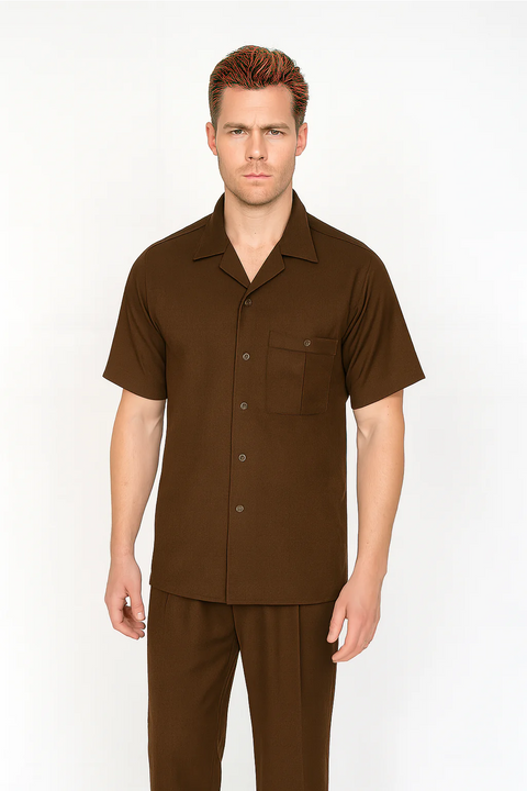 Mens Walking Suit in Color Brown leisure suit casual Matching Shirt and Pants $99