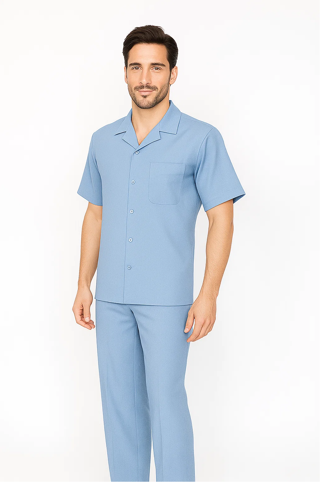 Mens Walking Suit in Color powder blue leisure suit casual Matching Shirt and Pants $99