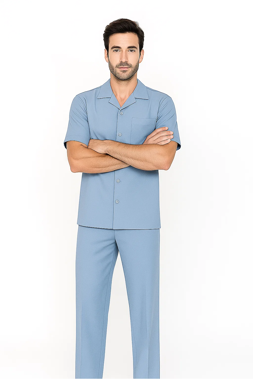 Powder Blue Men's Leisure Walking Suit Set