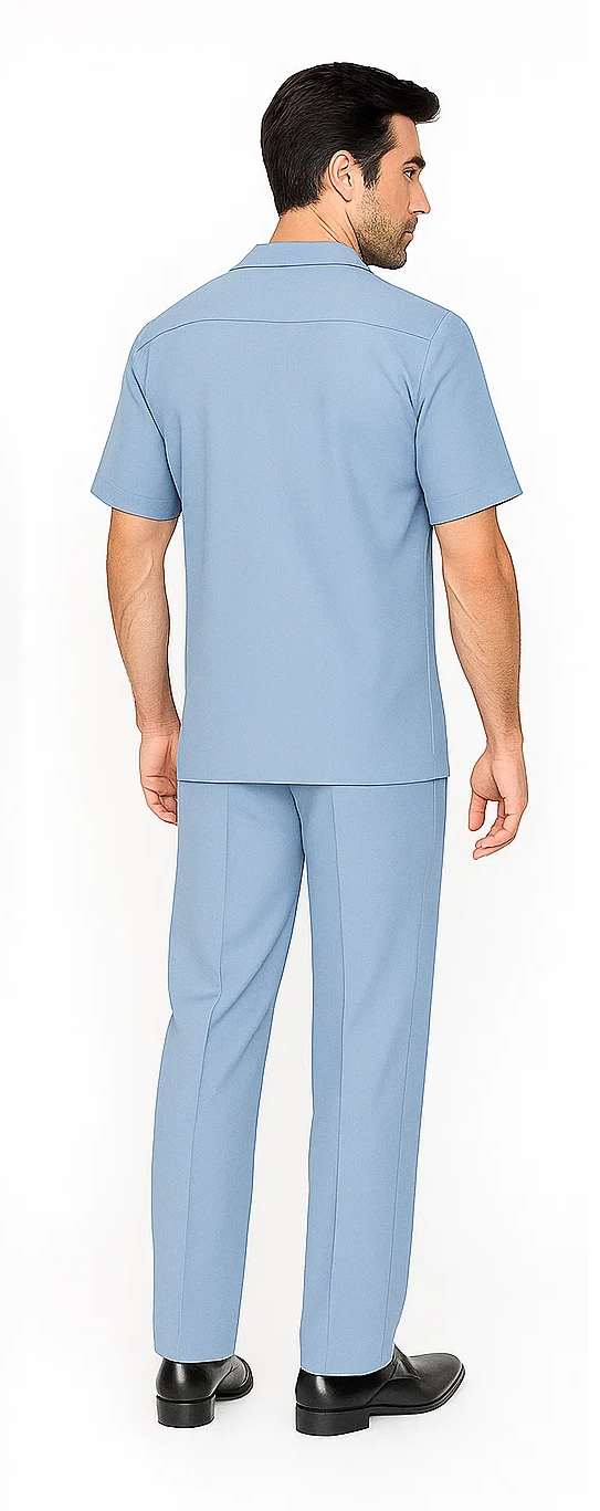 Powder Blue Men's Leisure Walking Suit Set