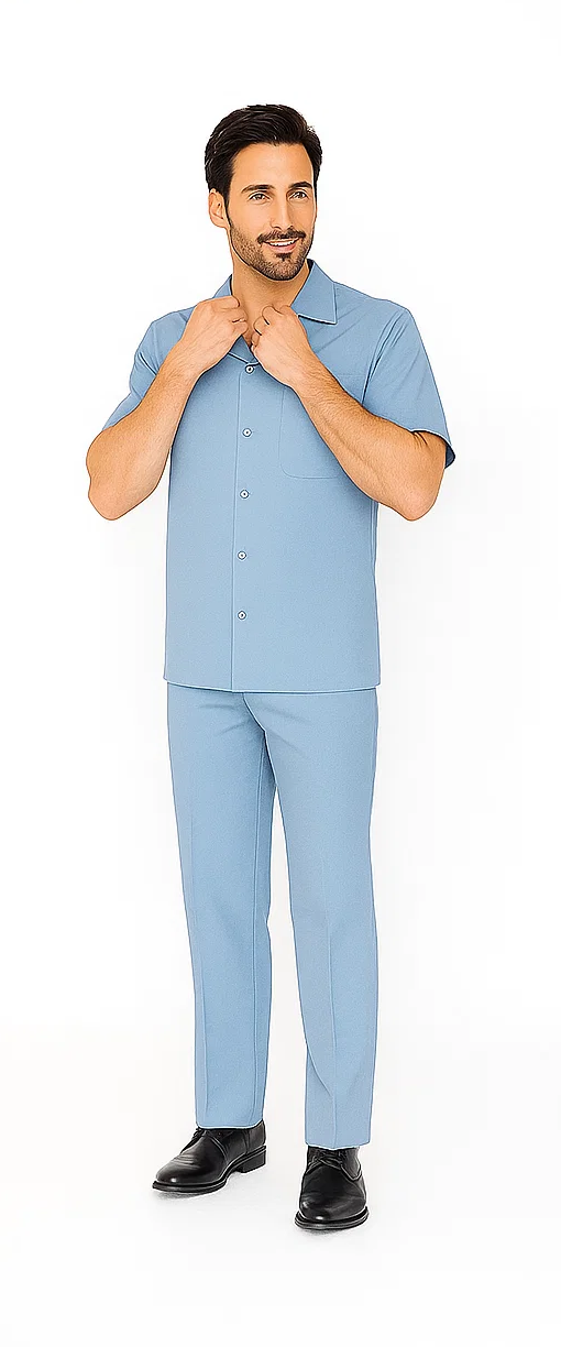 Powder Blue Men's Leisure Walking Suit Set