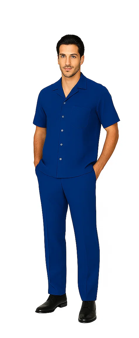 Men's Royal Blue Walking Suit Set