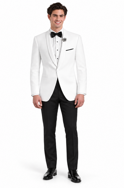 1 Button Shawl Lapel White Dinner Jacket