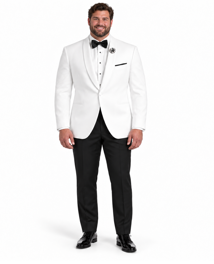 1 Button Shawl Lapel White Dinner Jacket