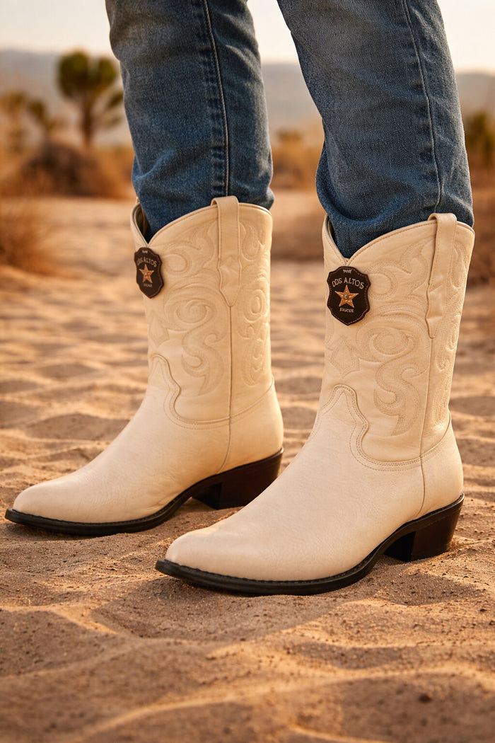 Elk Cowboy Boots White-White