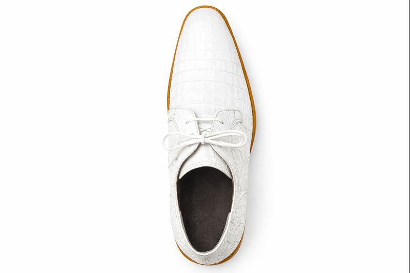 Anderson Crocodile Oxford White Shoes