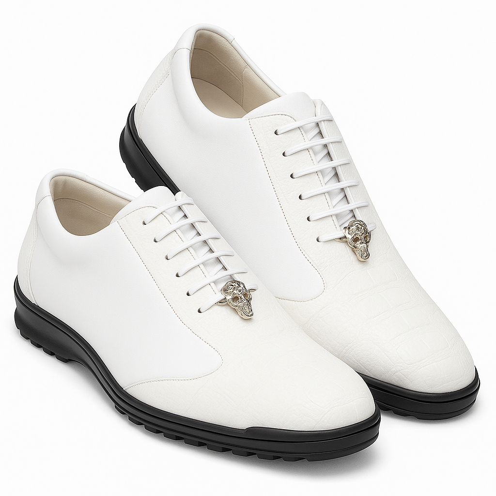 Los Altos Ostrich Leg Lace-Up Sneakers White