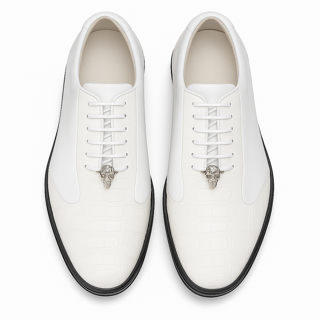 Los Altos Ostrich Leg Lace-Up Sneakers White