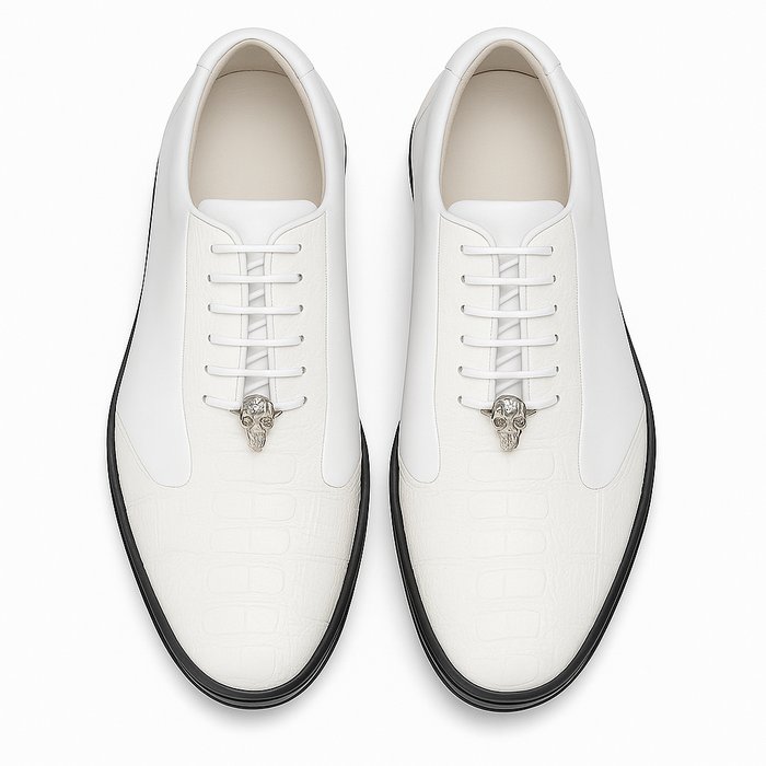 Los Altos Ostrich Leg Lace-Up Sneakers White