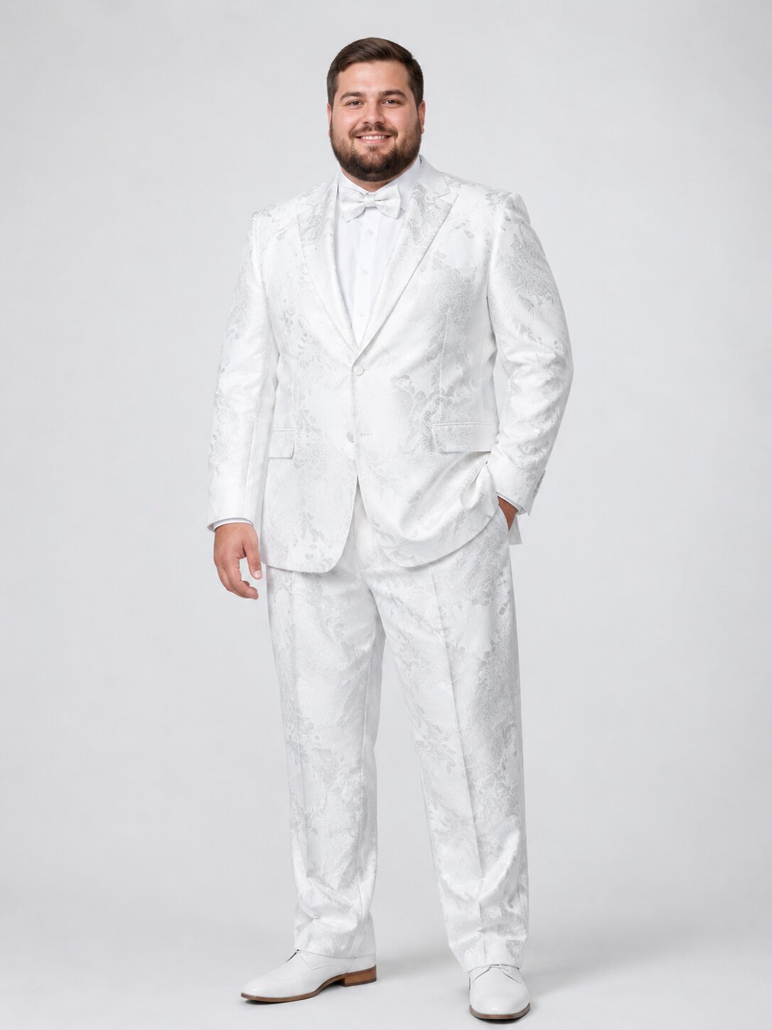 Paisley Suits - Wedding Tuxedo - Groom White Suit + Matching Bowtie