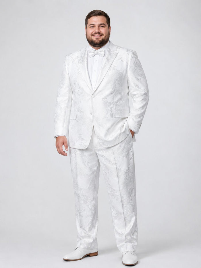 Paisley Suits - Wedding Tuxedo - Groom White Suit + Matching Bowtie