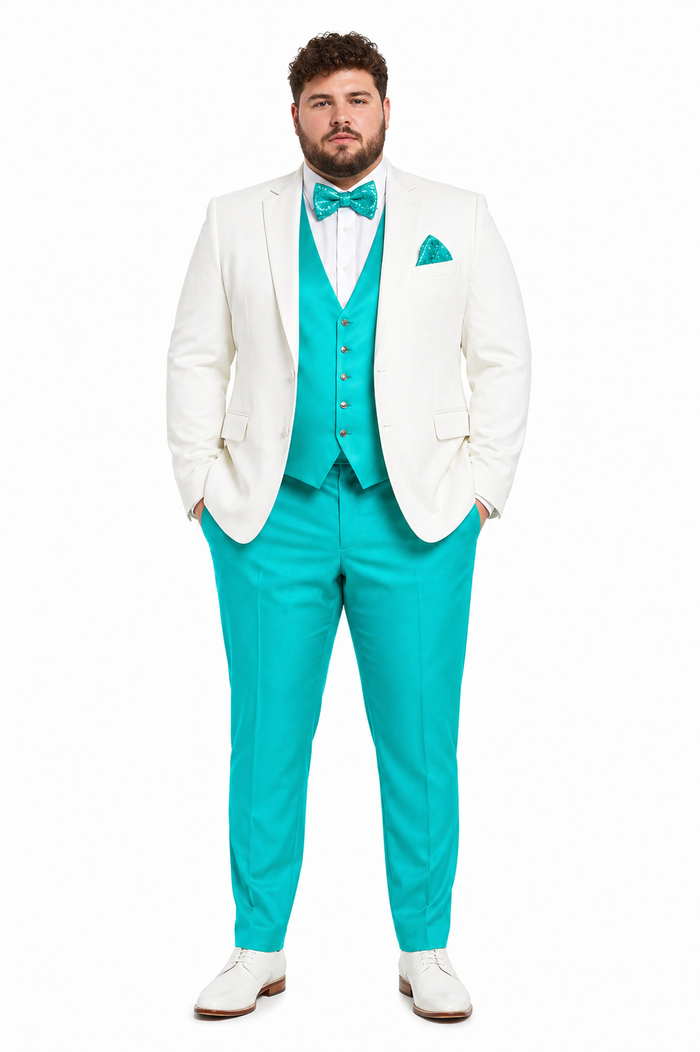 White & Turquoise Tuxedo Wedding Set