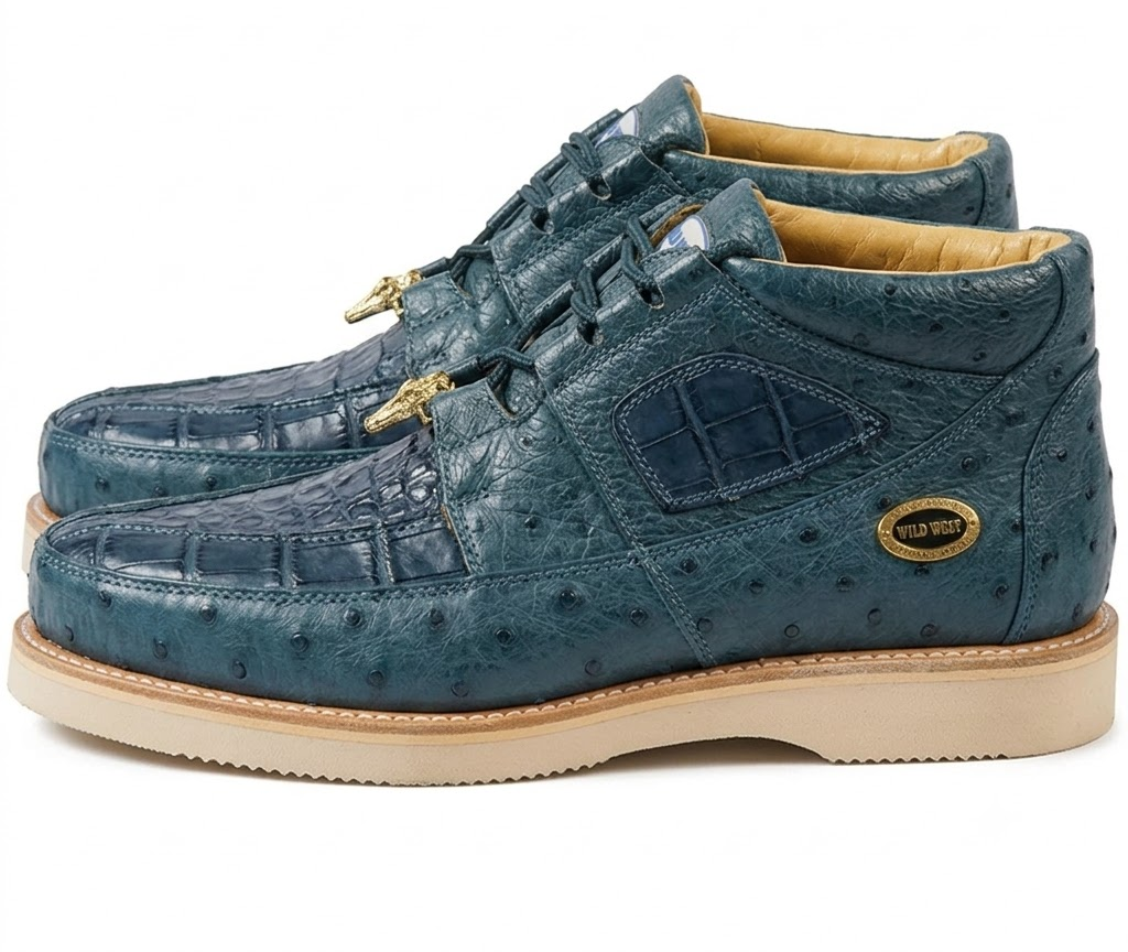 Caiman and Ostrich Exotic Skin Men's Boots