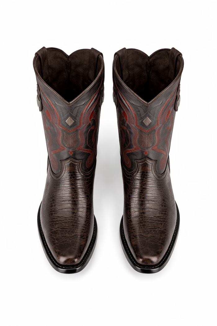 Men's Wild West Leather Dubai Square Toe Black Cherry Genuine Teju Lizard Dress Cowboy Boot Cheap Priced For Sale Online
